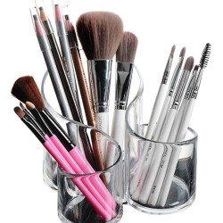 Acrylic 3 Compartment Cosmetic Brush Holder