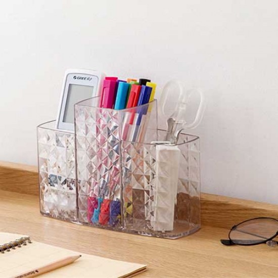 Acrylic 3 Compartment Makeup Accessories Organizer