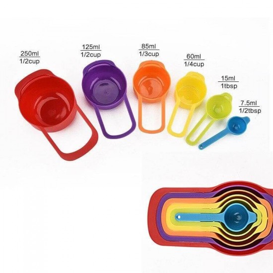 Plastic Measuring Cup Spoon 6 Pcs Set